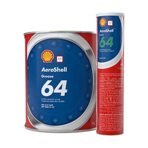 AeroShell Grease 64 is a synthetic lithium complex grease enhanced with 5% molybdenum disulphide, designed for heavily loaded aircraft sliding components requiring superior EP performance and anti-wear protection.