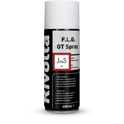 RIVOLTA F.L.G. GT Spray is a fully synthetic, high-performance aerosol grease for chains, bearings, and guides, offering long-term lubrication under extreme loads and thermal stress.