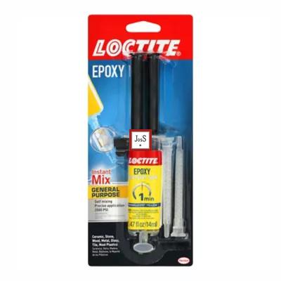 LOCTITE® Epoxy Instant Mix 1 Minute is a rapid-setting, two-part epoxy adhesive designed for quick, high-strength bonding of metals, ceramics, wood, glass, and rigid plastics with a clear finish.