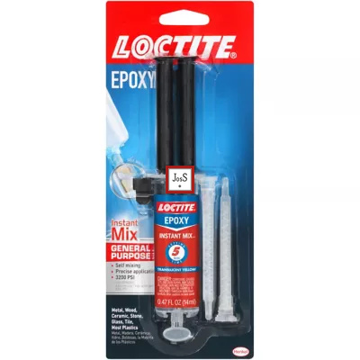 LOCTITE® Epoxy Instant Mix 5 Minute is a quick-setting, two-part epoxy adhesive providing strong, clear bonds on metals, wood, glass, ceramics, and rigid plastics, with easy application via a self-mixing nozzle.