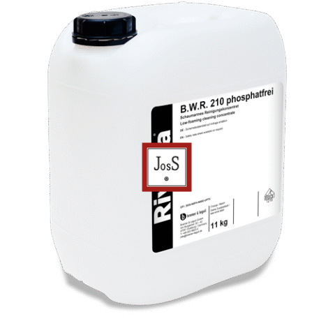 RIVOLTA B.W.R. 210 phosphatfrei is a low-foaming, phosphate-free degreasing concentrate designed for use in industrial cleaning systems to remove oils, greases, and contaminants.