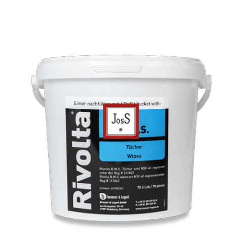 RIVOLTA B.W.S. Wipes are compostable, quick-drying industrial cleaning wipes designed for the efficient removal of greasy and oily residues from water-resistant surfaces.