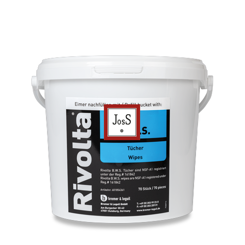 RIVOLTA B.W.S. Wipes are compostable, quick-drying industrial cleaning wipes designed for the efficient removal of greasy and oily residues from water-resistant surfaces.