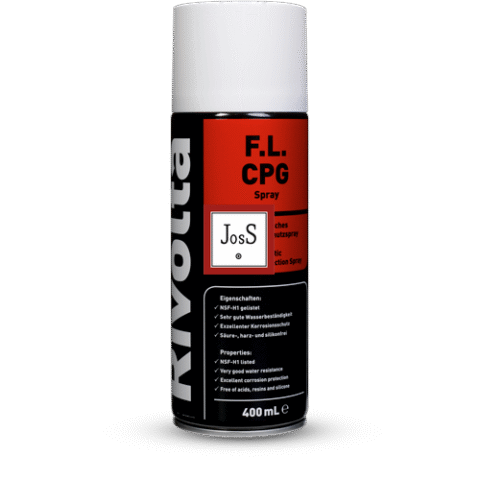 RIVOLTA F.L. CPG Spray is a fully synthetic corrosion protection spray developed for temporary and long-lasting preservation of components in the food, pharmaceutical, and feed industries.